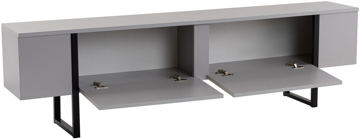 Meuble TV - SERENITY - Gris / Noir - 180 x 50 x 30 cm