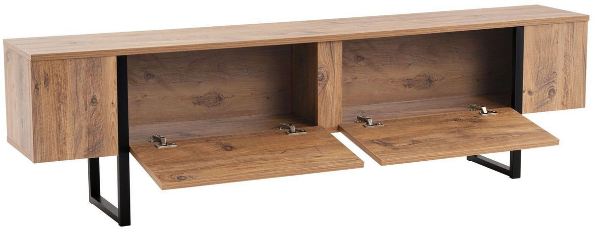 Meuble TV - SERENITY - Pin atlantique / Noir - 180 x 50 x 30 cm