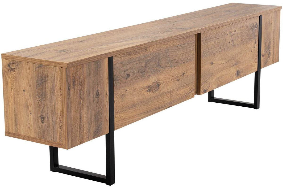 Meuble TV - SERENITY - Pin atlantique / Noir - 180 x 50 x 30 cm
