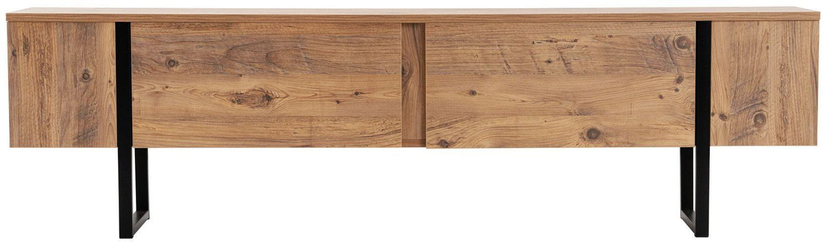 Meuble TV - SERENITY - Pin atlantique / Noir - 180 x 50 x 30 cm