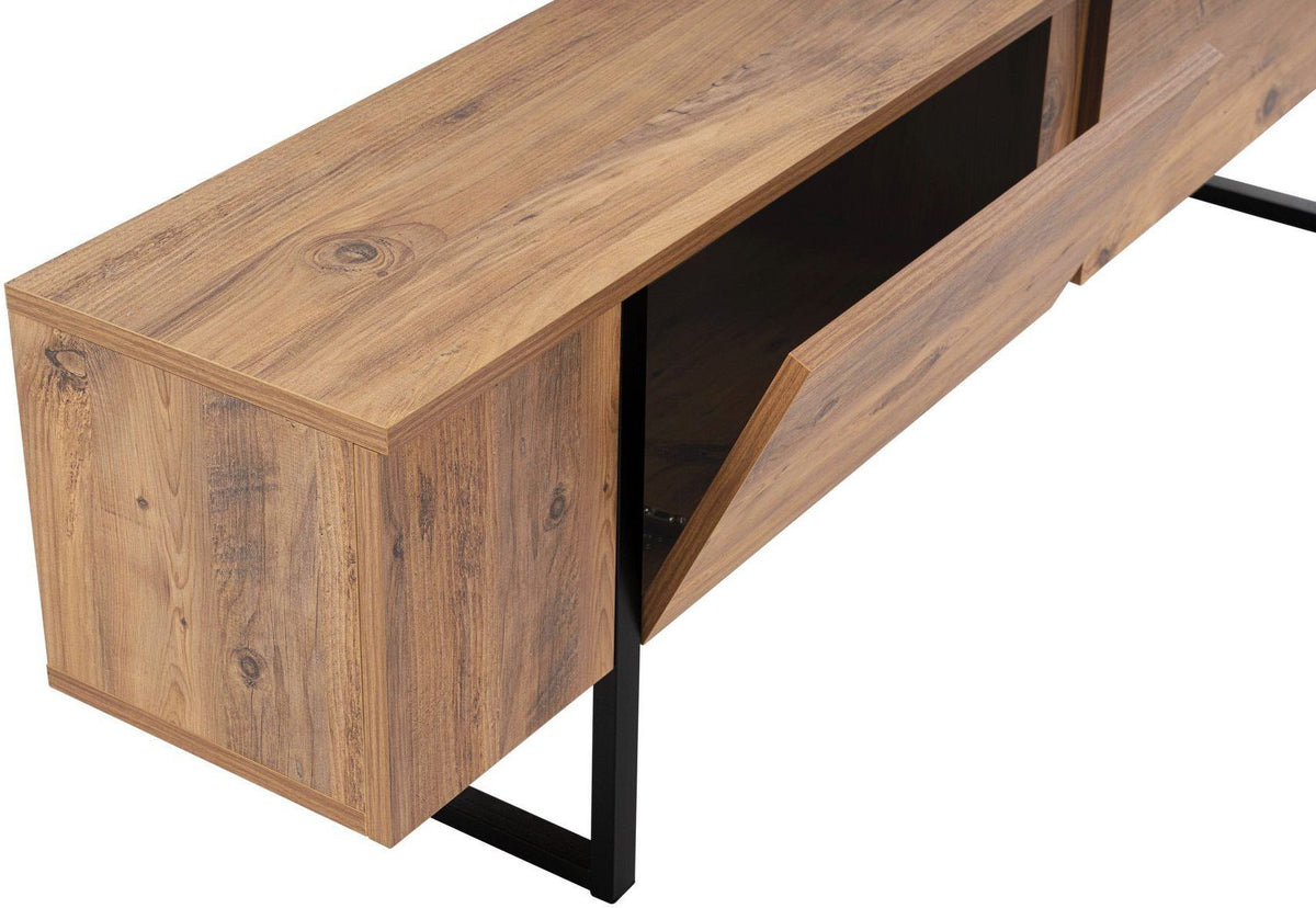 Meuble TV - SERENITY - Pin atlantique / Noir - 180 x 50 x 30 cm
