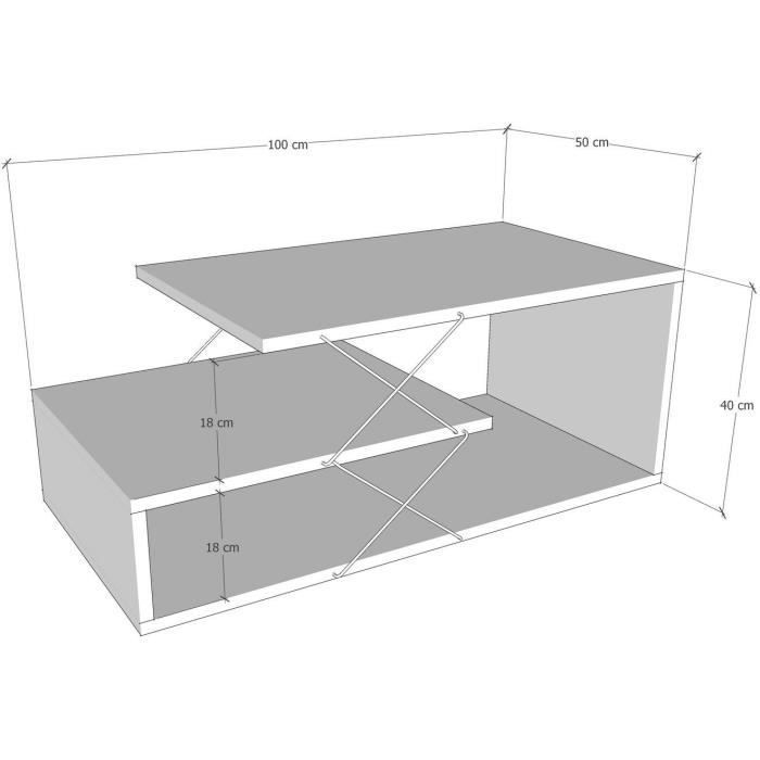 Table basse - CAYENNE - Rectangulaire - Anhtracite - 100 x 50 x 40 cm