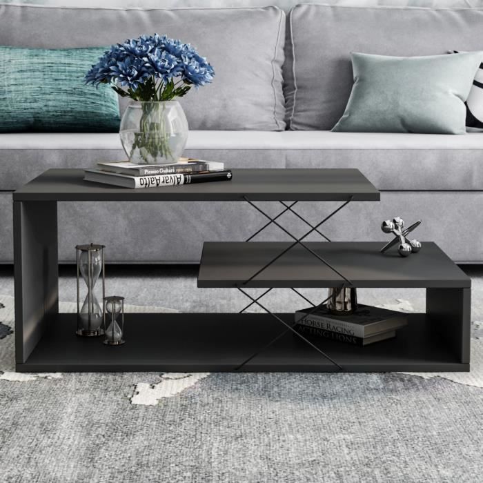 Table basse - CAYENNE - Rectangulaire - Anhtracite - 100 x 50 x 40 cm