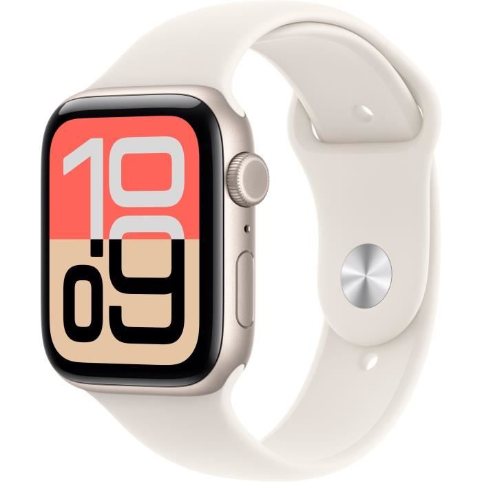 Apple Watch SE 3 GPS + Cellular - 44mm - Boîtier Starlight Aluminium - Bracelet Starlight Sport Band - S/M