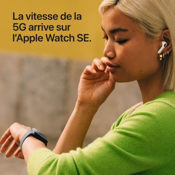 Apple Watch SE 3 GPS + Cellular - 44mm - Boîtier Starlight Aluminium - Bracelet Starlight Sport Band - M/L