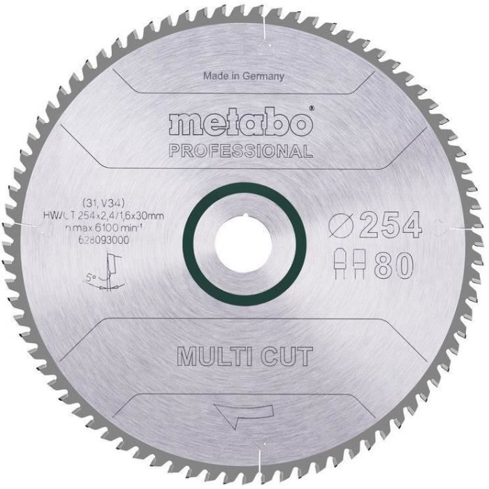 Lame de scie circulaire Pro - METABO - Multi Cut" HW/CT 254x30,80FZ/TZ 5°