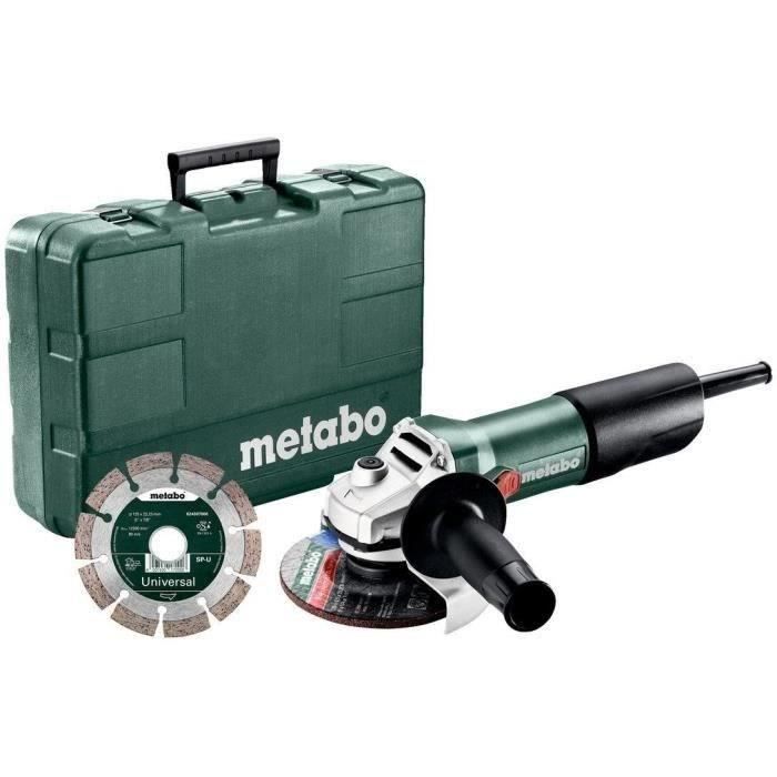 Meuleuse d'angle filaire METABO 850W 125mm W 850-125 + 1 disque diamant + malette de rangement