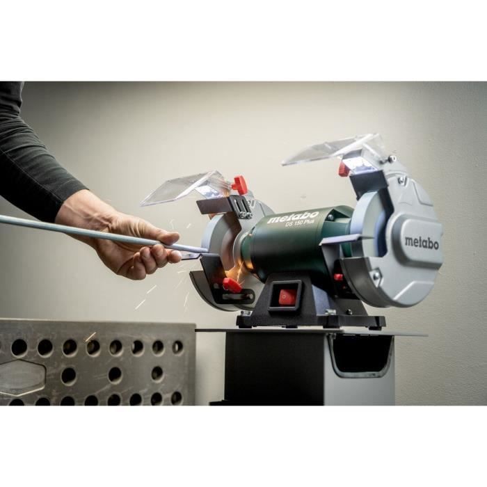 Touret a meuler - METABO - DS 200 Plus - Meules en corindon brun - Pare-étincelles - Porte-piece