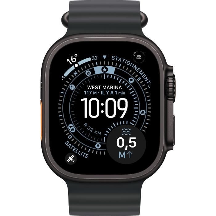Apple Watch Ultra 3 GPS + Cellular - 49mm - Boîtier Black Titanium - Bracelet Black OceanBand