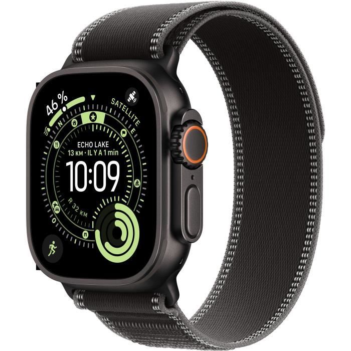 Apple Watch Ultra 3 GPS + Cellular - 49mm - Boîtier Black Titanium - Bracelet Black/Charcoal Trail Loop - S/M