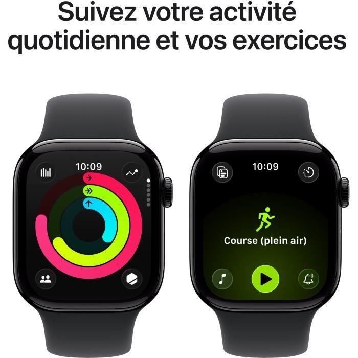 Apple Watch Series 11 GPS + Cellular - 42mm - Boîtier Jet Black Aluminium - Bracelet Black Sport Band - S/M