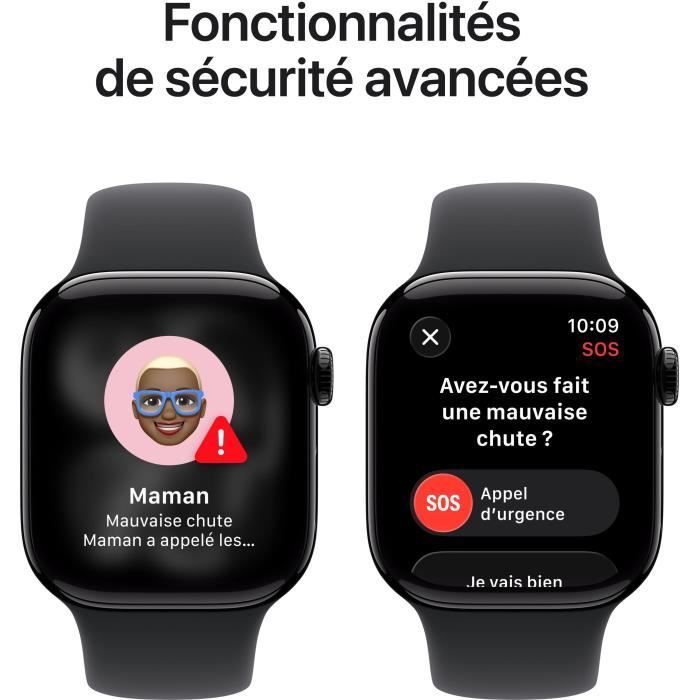 Apple Watch Series 11 GPS + Cellular - 42mm - Boîtier Jet Black Aluminium - Bracelet Black Sport Band - S/M