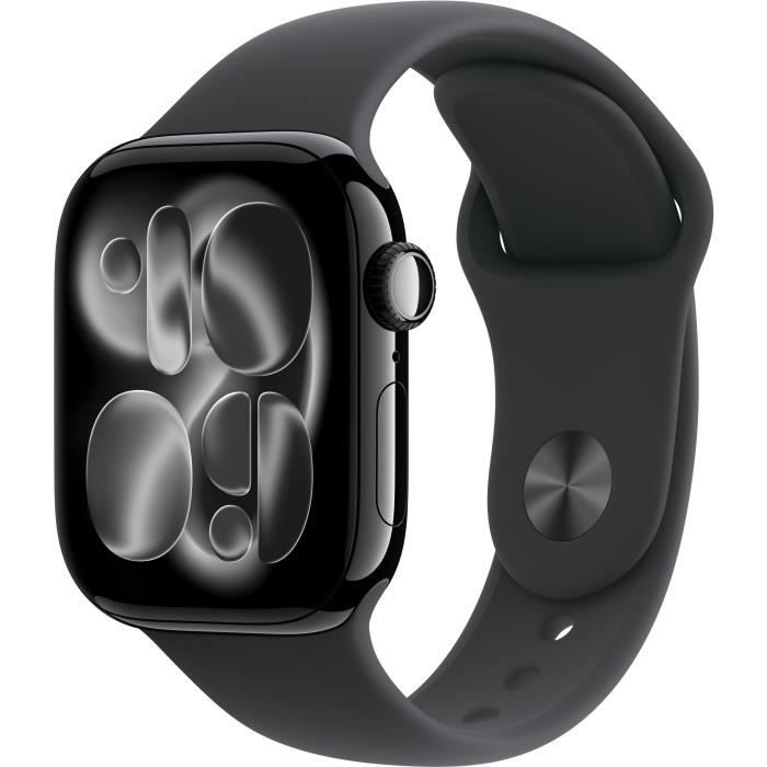 Apple Watch Series 11 GPS + Cellular - 42mm - Boîtier Jet Black Aluminium - Bracelet Black Sport Band - M/L