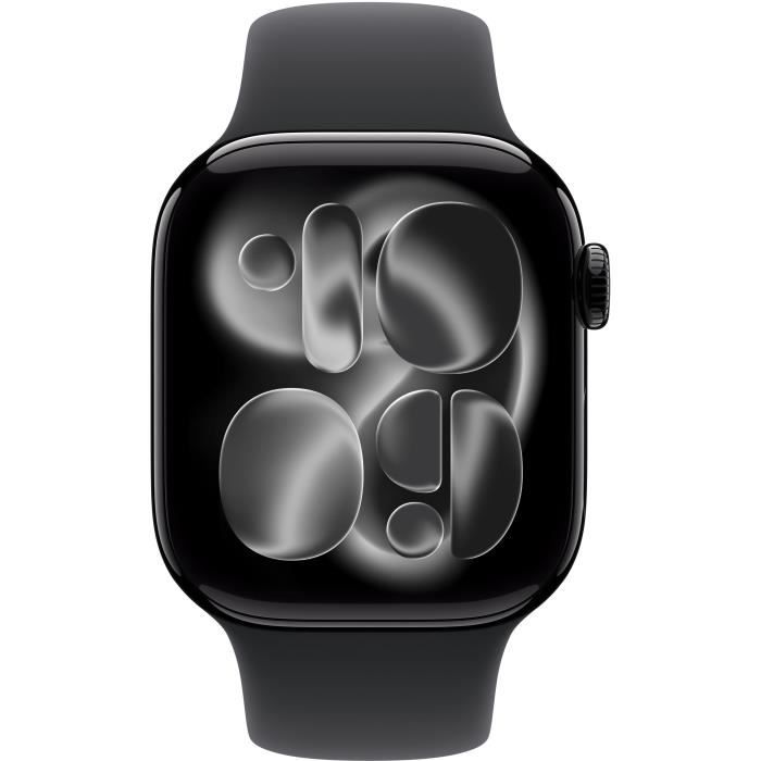 Apple Watch Series 11 GPS + Cellular - 42mm - Boîtier Jet Black Aluminium - Bracelet Black Sport Band - M/L