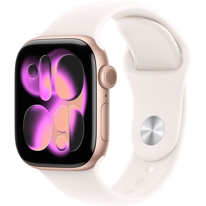 Apple Watch Series 11 GPS + Cellular - 42mm - Boîtier Rose Gold Aluminium - Bracelet Light Blush Sport Band - M/L