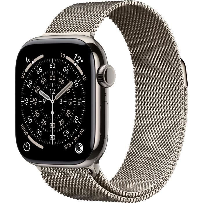 Apple Watch Series 11 GPS + Cellular - 42mm - Boîtier Natural Titanium - Bracelet Natural Milanese Loop