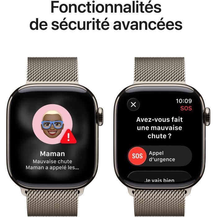 Apple Watch Series 11 GPS + Cellular - 42mm - Boîtier Natural Titanium - Bracelet Natural Milanese Loop