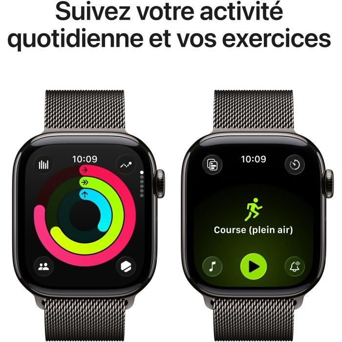 Apple Watch Series 11 GPS + Cellular - 42mm - Boîtier Slate Titanium - Bracelet Slate Milanese Loop