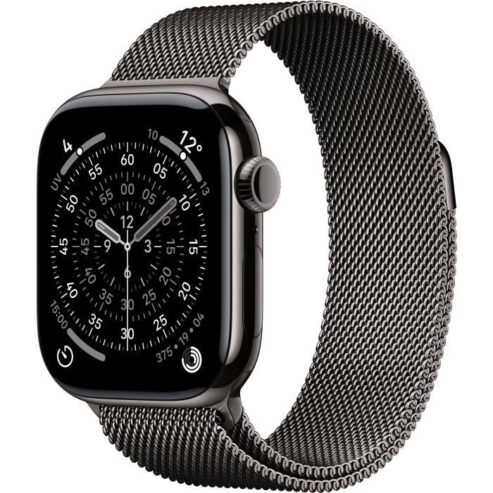 Apple Watch Series 11 GPS + Cellular - 42mm - Boîtier Slate Titanium - Bracelet Slate Milanese Loop