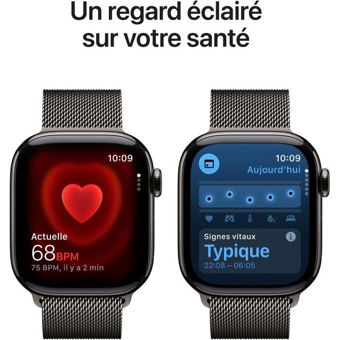 Apple Watch Series 11 GPS + Cellular - 42mm - Boîtier Slate Titanium - Bracelet Slate Milanese Loop