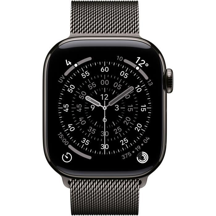 Apple Watch Series 11 GPS + Cellular - 42mm - Boîtier Slate Titanium - Bracelet Slate Milanese Loop