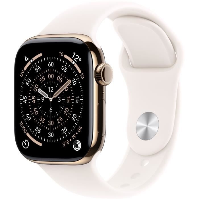 Apple Watch Series 11 GPS + Cellular - 42mm - Boîtier Gold Titanium - Bracelet Light Blush Sport Band - M/L
