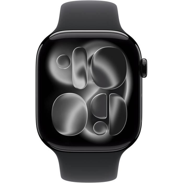 Apple Watch Series 11 GPS + Cellular - 46mm - Boîtier Jet Black Aluminium - Bracelet Black Sport Band - M/L