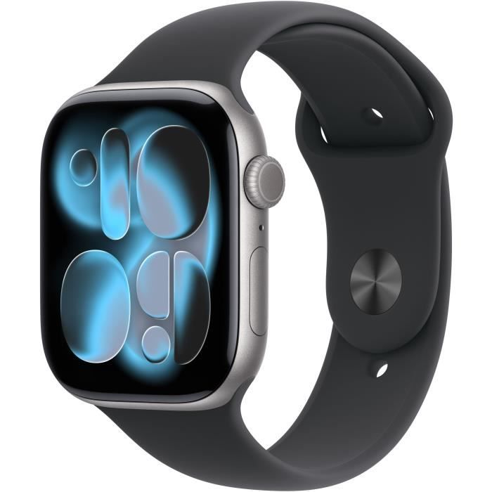 Apple Watch Series 11 GPS + Cellular - 46mm - Boîtier Space Grey Aluminium - Bracelet Black Sport Band - S/M