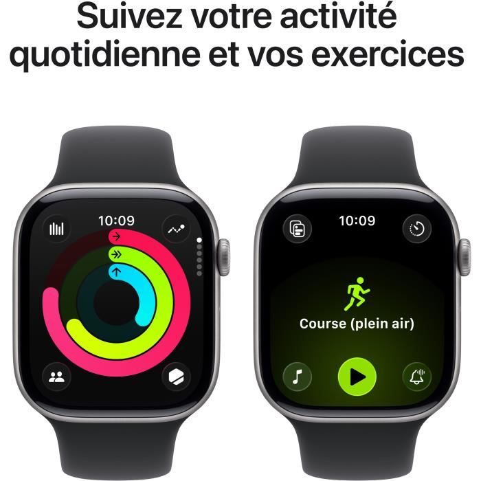 Apple Watch Series 11 GPS + Cellular - 46mm - Boîtier Space Grey Aluminium - Bracelet Black Sport Band - S/M