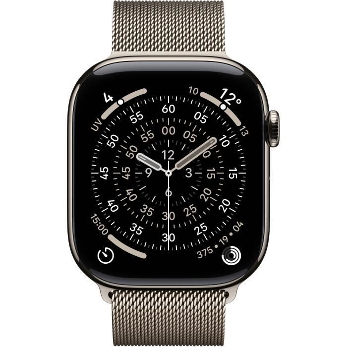 Apple Watch Series 11 GPS + Cellular - 46mm - Boîtier Natural Titanium - Bracelet Natural Milanese Loop - S/M