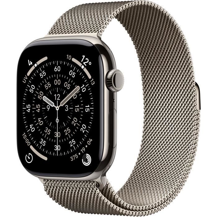 Apple Watch Series 11 GPS + Cellular - 46mm - Boîtier Natural Titanium - Bracelet Natural Milanese Loop - S/M