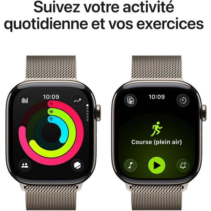 Apple Watch Series 11 GPS + Cellular - 46mm - Boîtier Natural Titanium - Bracelet Natural Milanese Loop - M/L