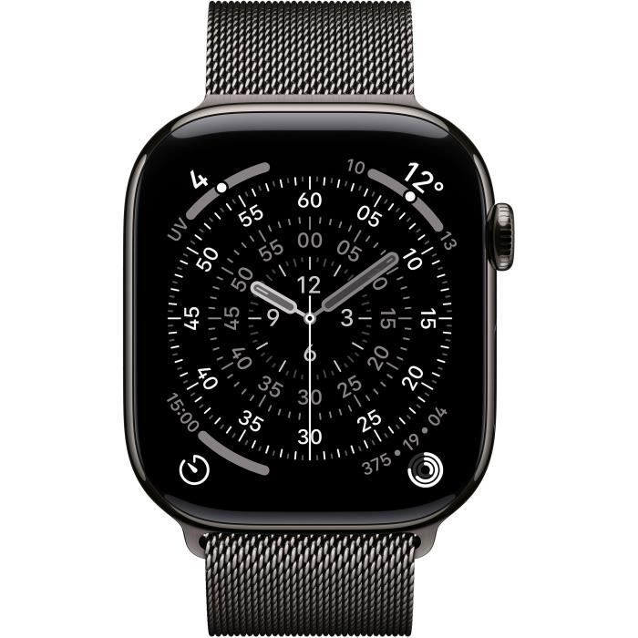 Apple Watch Series 11 GPS + Cellular - 46mm - Boîtier Slate Titanium - Bracelet Slate Milanese Loop - S/M
