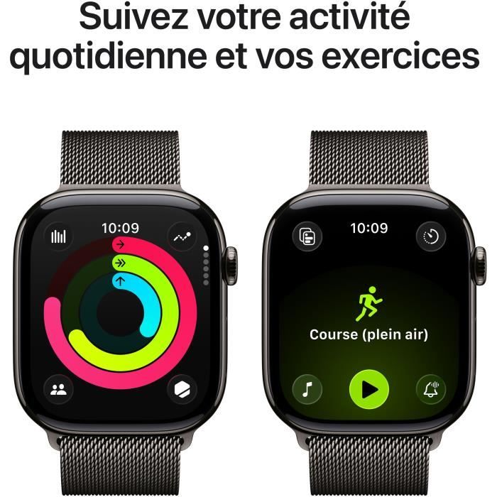 Apple Watch Series 11 GPS + Cellular - 46mm - Boîtier Slate Titanium - Bracelet Slate Milanese Loop - S/M