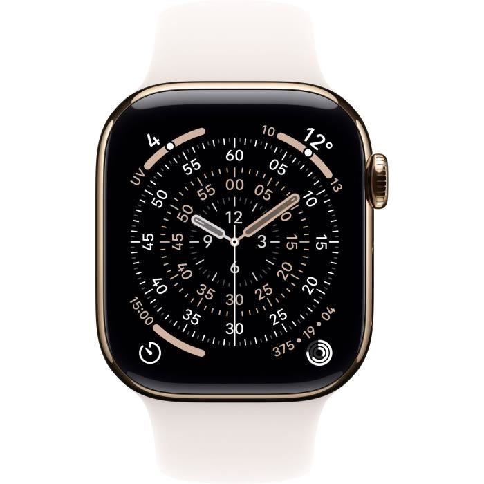 Apple Watch Series 11 GPS + Cellular - 46mm - Boîtier Gold Titanium - Bracelet Light Blush Sport Band - S/M