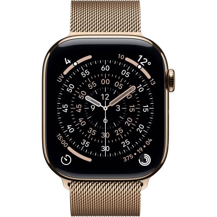 Apple Watch Series 11 GPS + Cellular - 46mm - Boîtier Gold Titanium - Bracelet Gold Milanese Loop - S/M