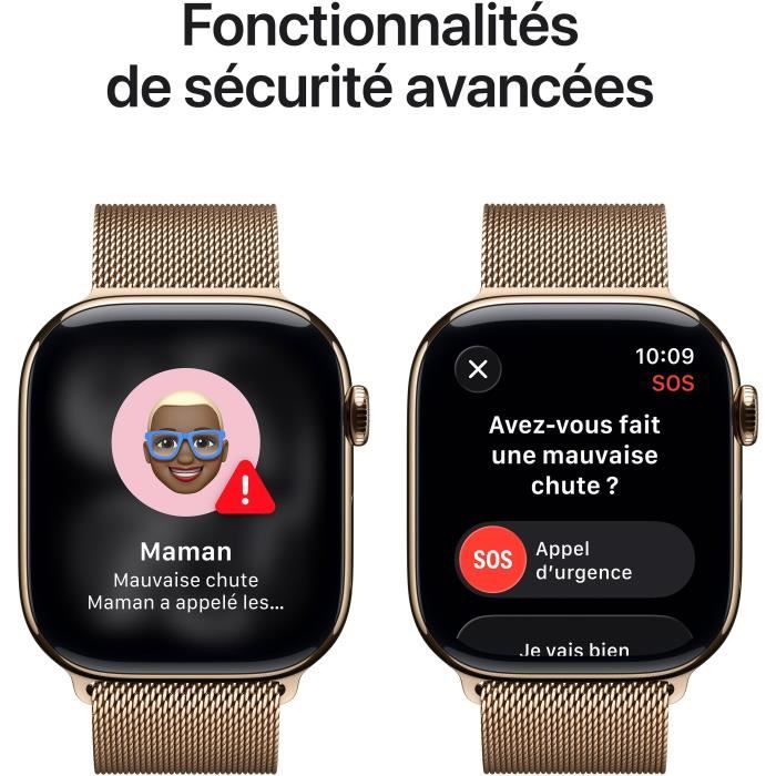 Apple Watch Series 11 GPS + Cellular - 46mm - Boîtier Gold Titanium - Bracelet Gold Milanese Loop - S/M