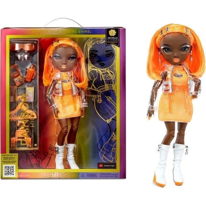 Rainbow High S23 Fashion Doll - Poupée 27 cm Michelle St Charles (Orange Fluo) - 1 tenue, 1 paire de chaussures et des accessoires