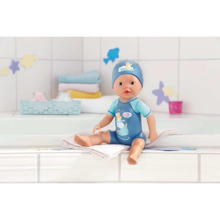 Poupon - BABY BORN - Ma premiere nage - Poupée garçon 30 cm - Tenue non détachable et bonnet - Jouet de bain - Des 1 an