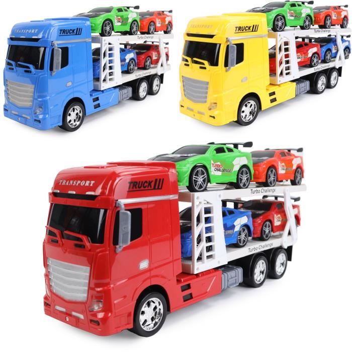 Véhicule d'Intervention - TURBO CHALLENGE - Camion Transport - 1/24 - 4 Voitures Sportives - Couleur Aléatoire