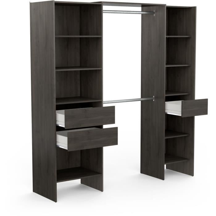 Kit dressing extensible - L192 x P50 x H205 cm - Décor Chene Waterford - MIAMI