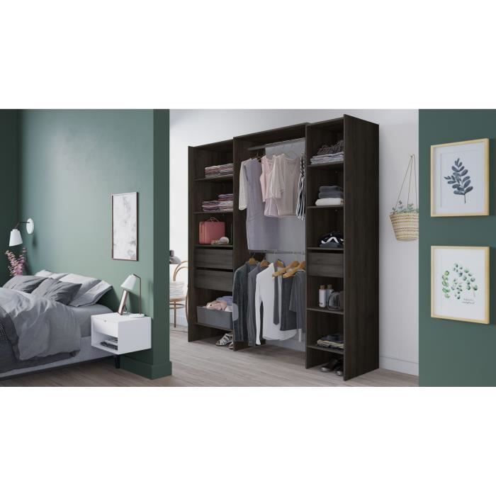 Kit dressing extensible - L192 x P50 x H205 cm - Décor Chene Waterford - MIAMI
