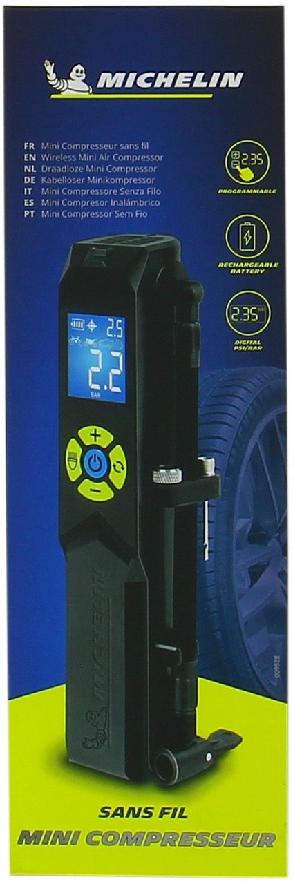 Mini compresseur sans fil - MICHELIN - Pompe électrique - Manometre digital - 10 Bars - Rechargeable USB