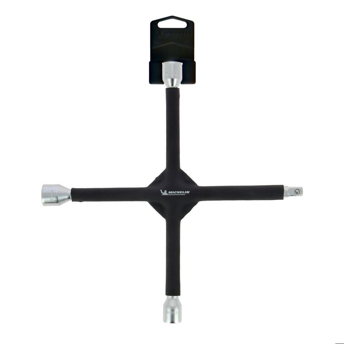 Clé en croix démonte-roue - MICHELIN - 17/19/21mm et carré 1/2 - Renforcée - Revetement mousse antiglisse - Acier inoxydable HQ