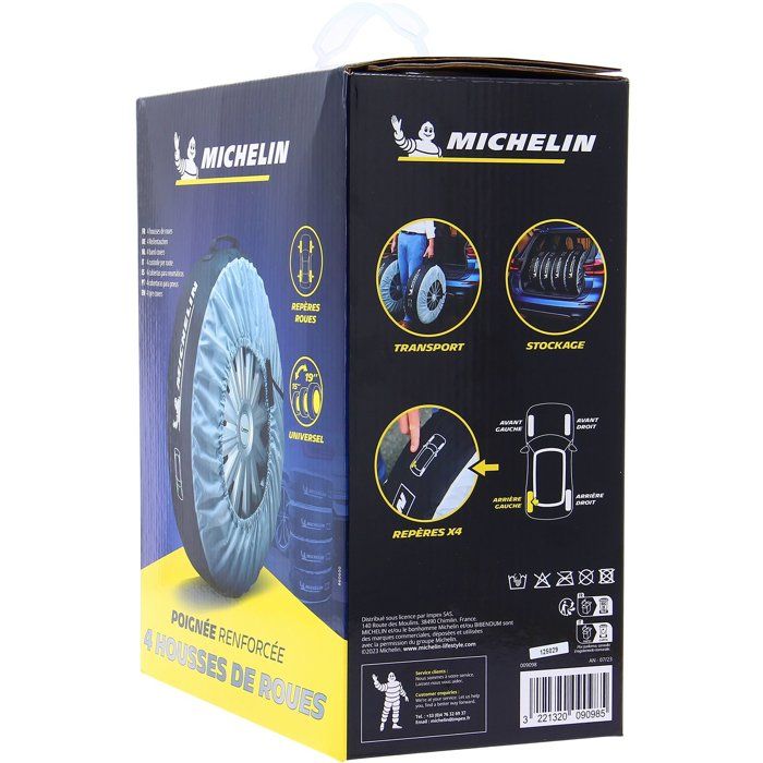 Lot de 4 Housses de rangement les roues ou les pneus taille universelle - MICHELIN - 15''a 19'' - En nylon avec poignée renforcée.
