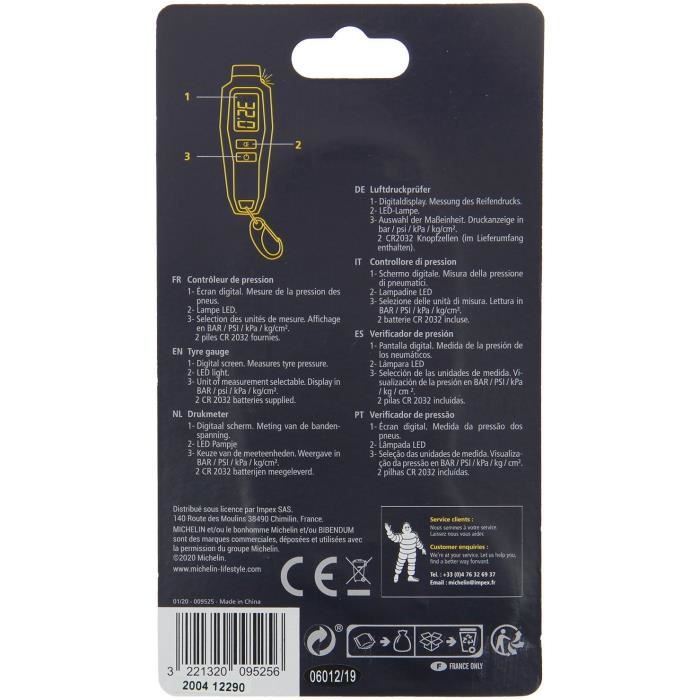 ContrÙleur de pression digital - MICHELIN - 9525 - De 0.05 bars a 7 bars - PrÈcision de 0.05 bars