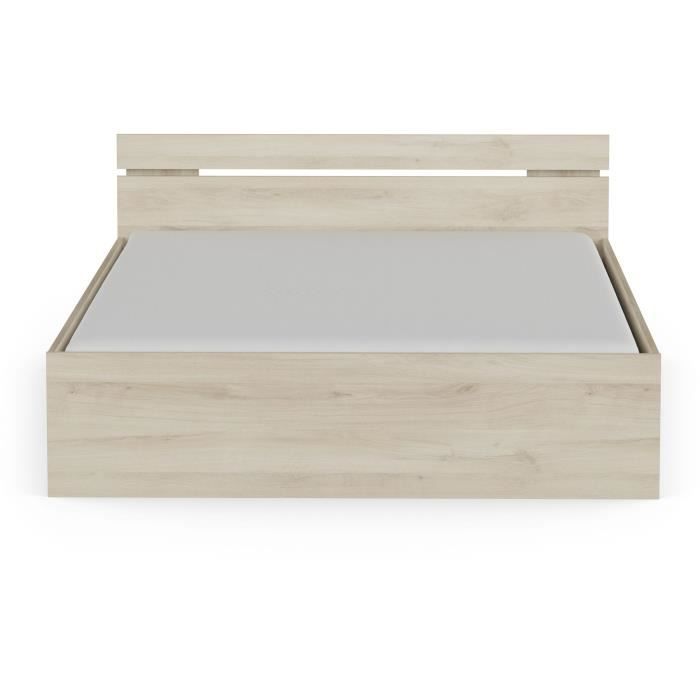 Demeyere Lit adulte MICHIGAN - 160 x 200 cm - Mulitiples rangements - Chene brossé
