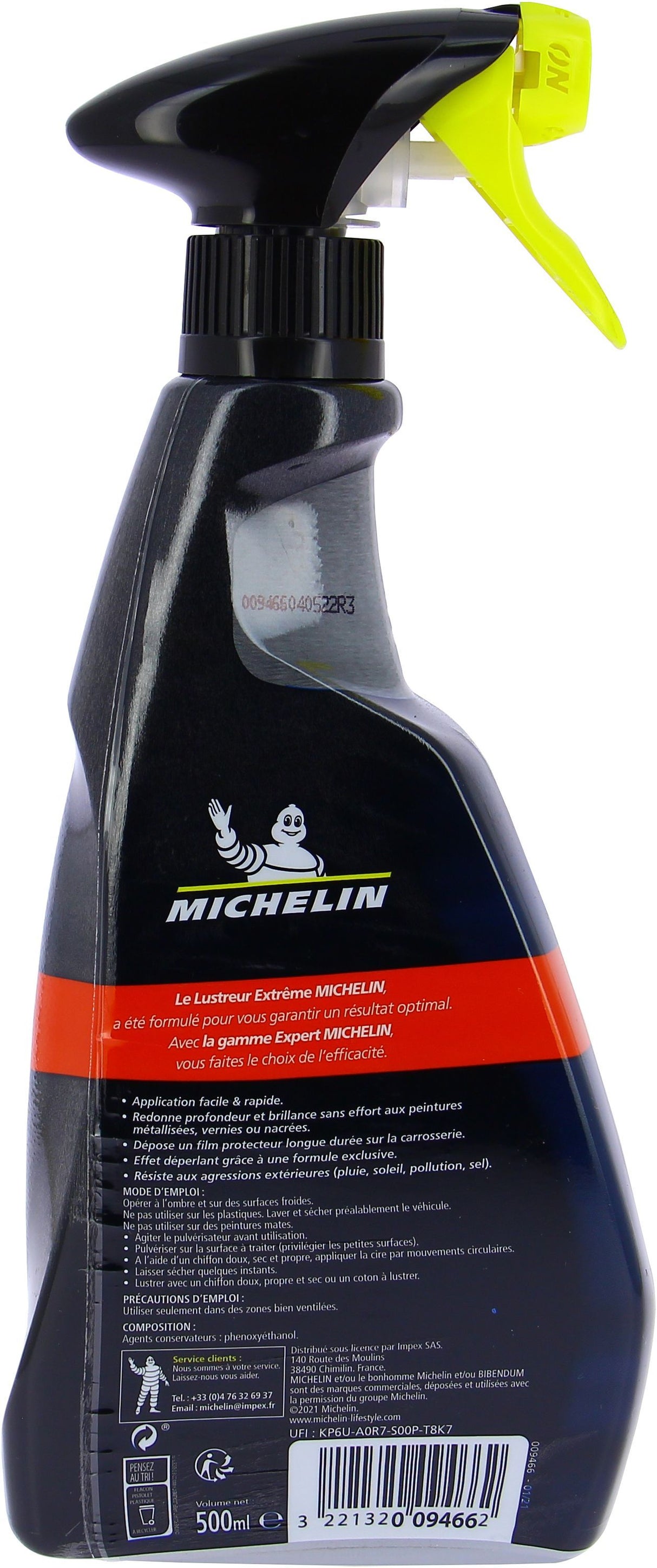 Lustreur brillance extreme carrosserie pulvérisateur 500ml - MICHELIN - Gamme Expert - pose un film protecteur longue durée
