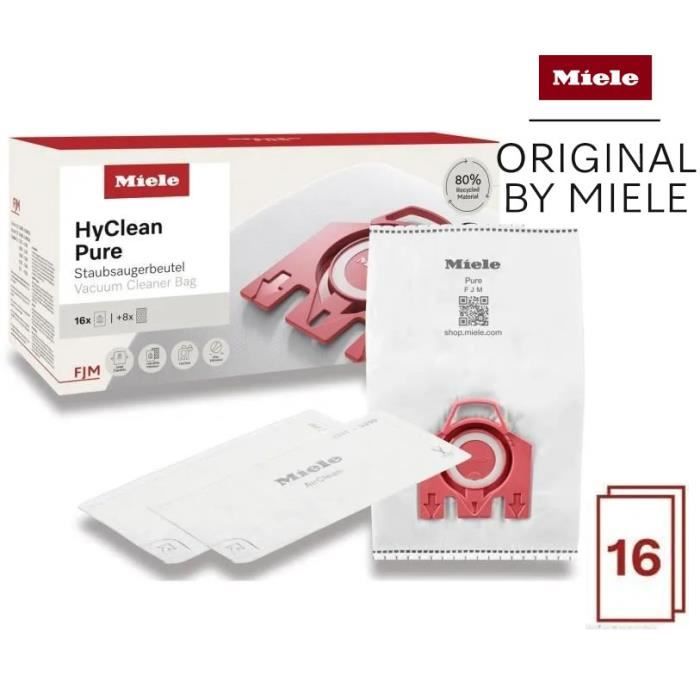 Consommables Aspirateurs - MIELE - Pack XXL FJM HyClean Pure - 16 sacs FJM, 80% matieres recyclées