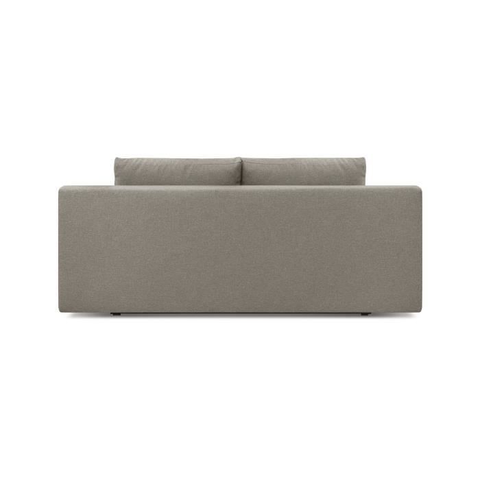 Banquette convertible 3 places MIKA - Tissu beige - Coffre de rangement - L 192 x H 84 x P 93 cm